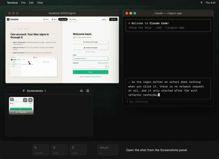 A recording of the real Jompter app on a Mac